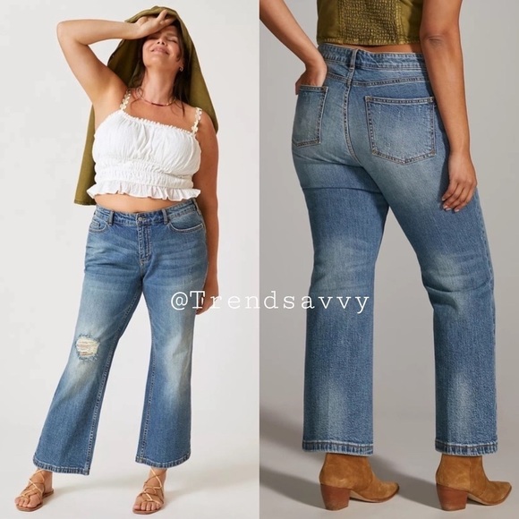 Anthropologie Denim - Anthropologie Pilcro Yaya Kick Flare Jeans 32 Tall Plus Distressed Denim NWT